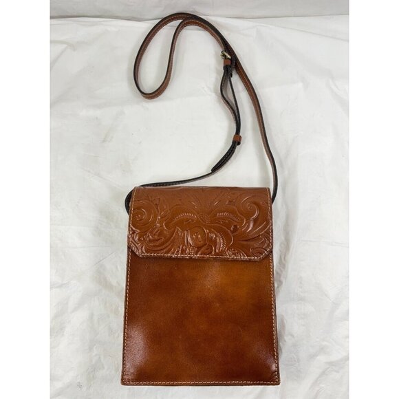 Patricia Nash Biella Brown Leather Envelope Flap Crossbody - Picture 1 of 11